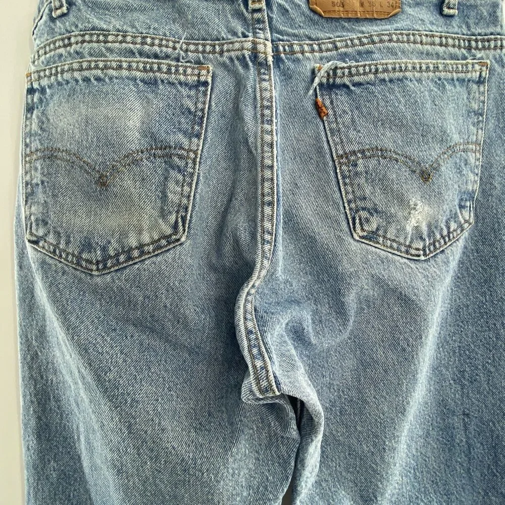 Vintage Levi's 505 Straight Leg Orange Tag Jeans 36x34